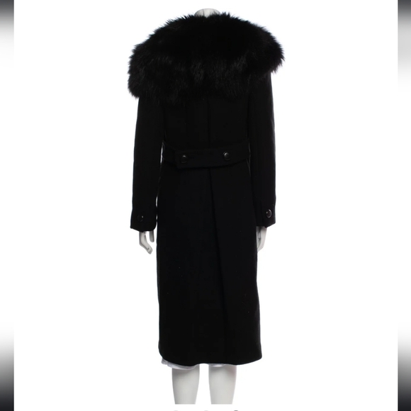 PRADA Vintage 90s Virgin Wool Coat Raccoon Collar Sz EURO 36 Sz 4 US - Picture 3 of 4